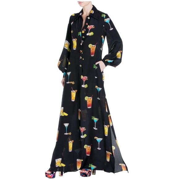 PARTY GIRL MAXI DRESS - CHEERS! Cocktails black size small 70’s chic jewels - Picture 4 of 14